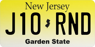NJ license plate J10RND