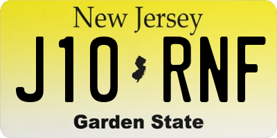 NJ license plate J10RNF