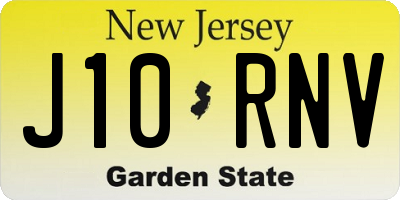 NJ license plate J10RNV