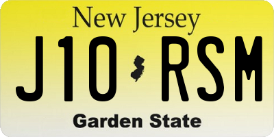 NJ license plate J10RSM