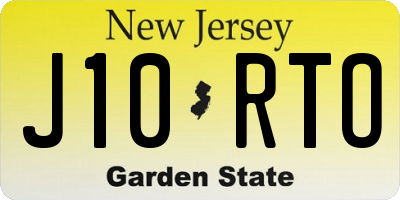 NJ license plate J10RTO