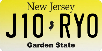 NJ license plate J10RYO