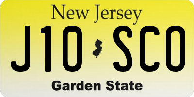 NJ license plate J10SCO