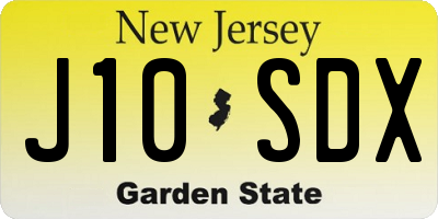 NJ license plate J10SDX
