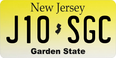 NJ license plate J10SGC
