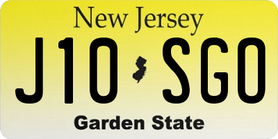 NJ license plate J10SGO