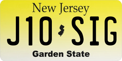 NJ license plate J10SIG