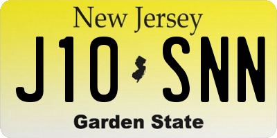 NJ license plate J10SNN