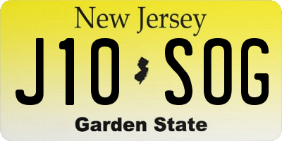 NJ license plate J10SOG