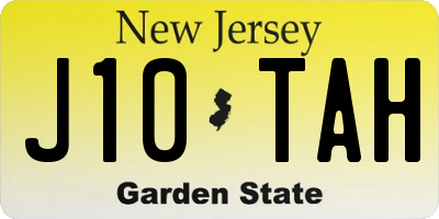 NJ license plate J10TAH