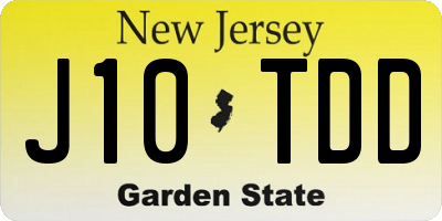 NJ license plate J10TDD