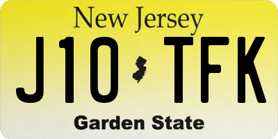 NJ license plate J10TFK