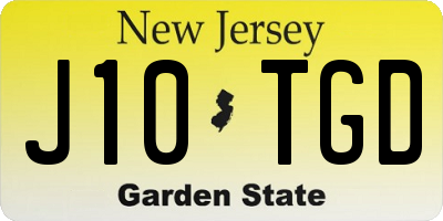 NJ license plate J10TGD