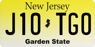 NJ license plate J10TGO