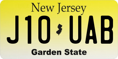 NJ license plate J10UAB