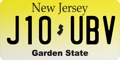 NJ license plate J10UBV