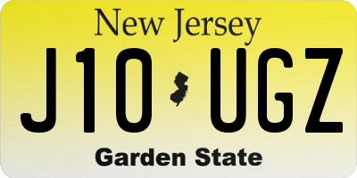 NJ license plate J10UGZ