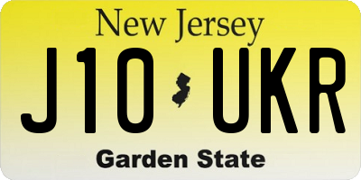NJ license plate J10UKR