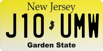 NJ license plate J10UMW