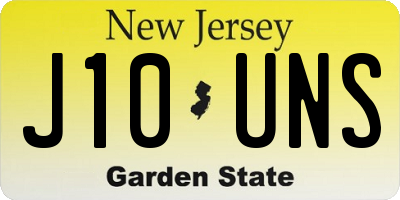 NJ license plate J10UNS