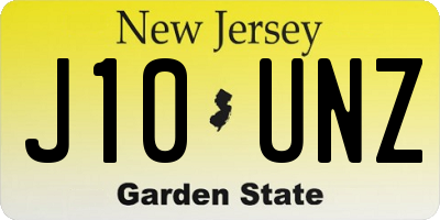 NJ license plate J10UNZ