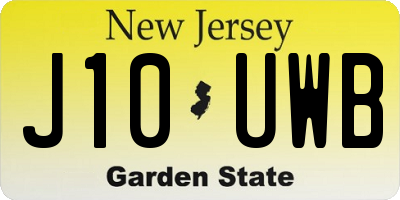 NJ license plate J10UWB