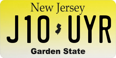 NJ license plate J10UYR