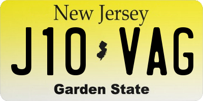 NJ license plate J10VAG
