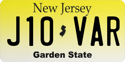 NJ license plate J10VAR