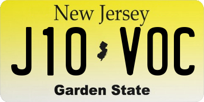 NJ license plate J10VOC
