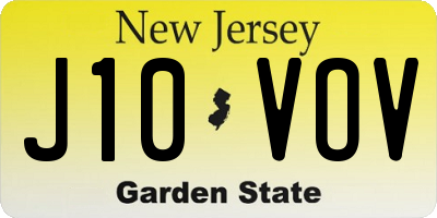 NJ license plate J10VOV