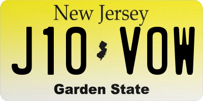 NJ license plate J10VOW