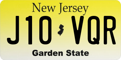 NJ license plate J10VQR