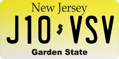 NJ license plate J10VSV