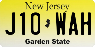 NJ license plate J10WAH