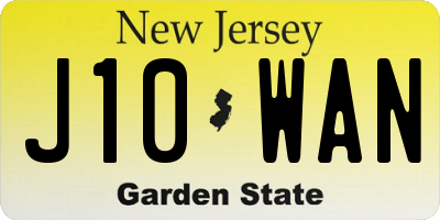 NJ license plate J10WAN