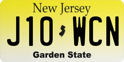 NJ license plate J10WCN