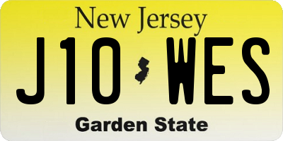 NJ license plate J10WES