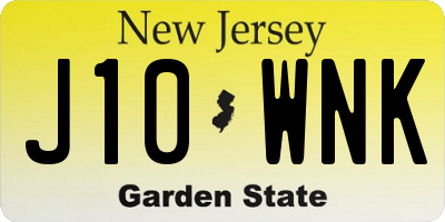 NJ license plate J10WNK