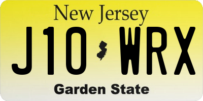 NJ license plate J10WRX
