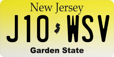 NJ license plate J10WSV