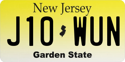 NJ license plate J10WUN