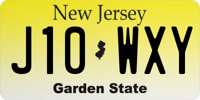 NJ license plate J10WXY