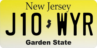 NJ license plate J10WYR