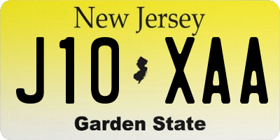 NJ license plate J10XAA