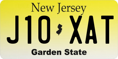 NJ license plate J10XAT