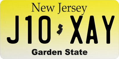 NJ license plate J10XAY