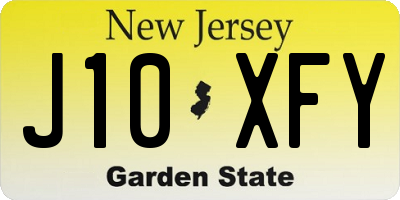 NJ license plate J10XFY