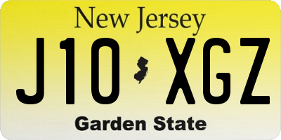 NJ license plate J10XGZ