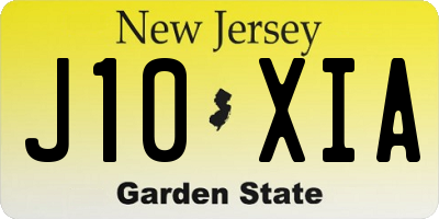 NJ license plate J10XIA